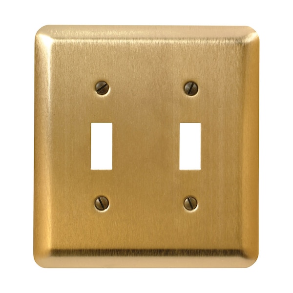 Amerelle Wall Plate, Number of Gangs: 2 gang Stamped Steel, Brushed Brass Finish, Brass 154TT - main